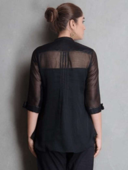 Black Front Open Shirt - Sonal Kabra