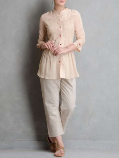 Front Open Beige Shirt