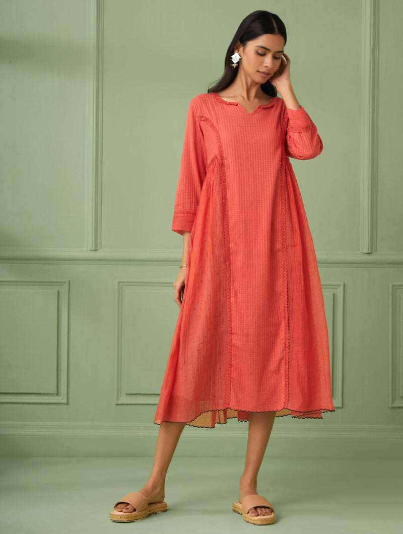 Pink Rayon Fit And Flare Dresses For Women