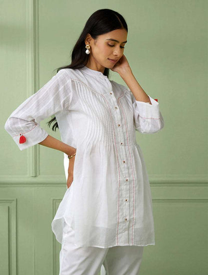 Front Open Cotton Shirt with Slip (set of 2)