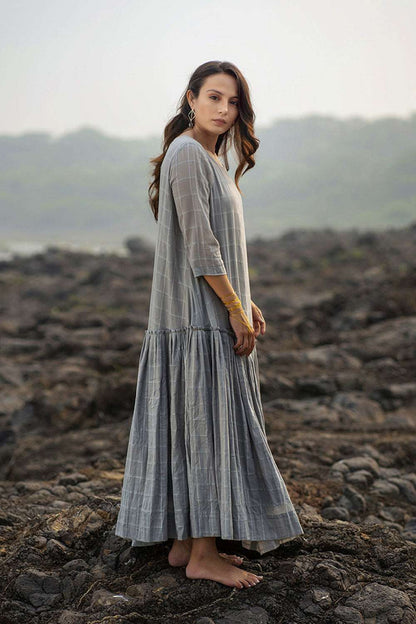 Grey Gather Dress