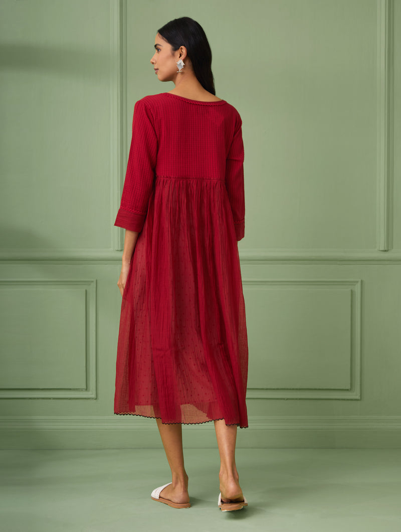 Beyond Travel Fleur de Luxe Long Sleeve Ballet Neck Fit and Flare Dress -  Black/Red | Boston Proper