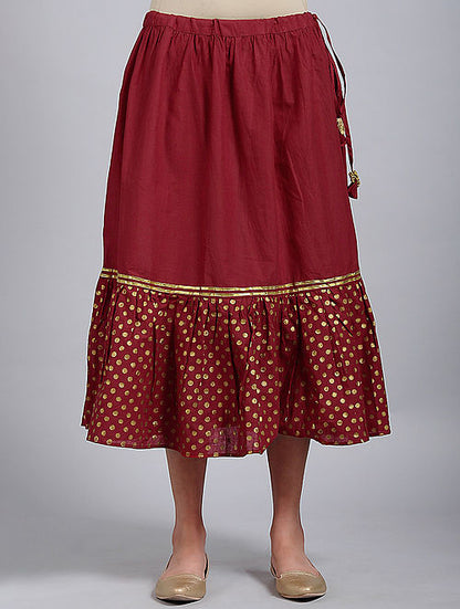 Red Gold Gather Skirt