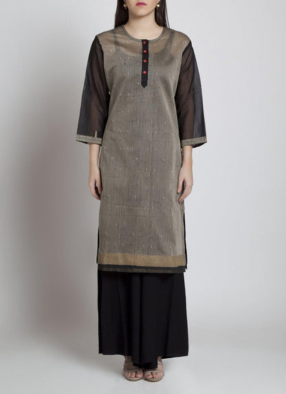 Beige block print kurta - Sonal Kabra