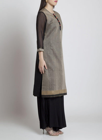 Beige block print kurta - Sonal Kabra