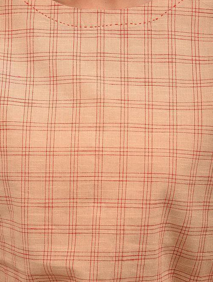 Beige Checkered Cotton Top - Sonal Kabra