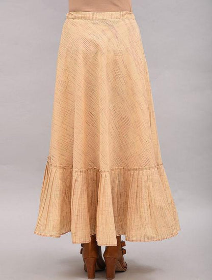 Beige Striped Cotton Skirt - Sonal Kabra