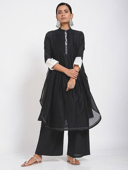 Black pintuck shibori kurta - Sonal Kabra