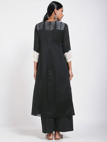 Black shibori kurta (Set of 2) - Sonal Kabra