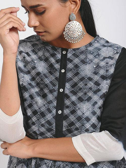 Black shibori kurta (Set of 2) - Sonal Kabra