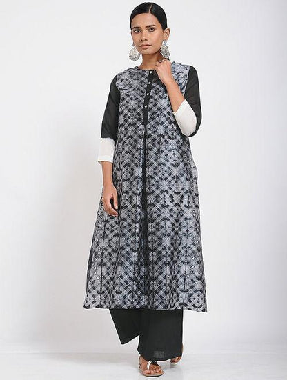 Black shibori kurta (Set of 2) - Sonal Kabra