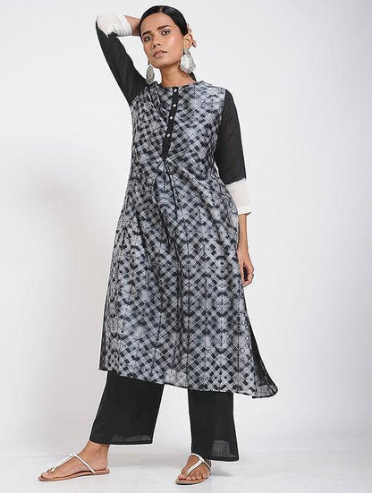 Black shibori kurta (Set of 2) - Sonal Kabra