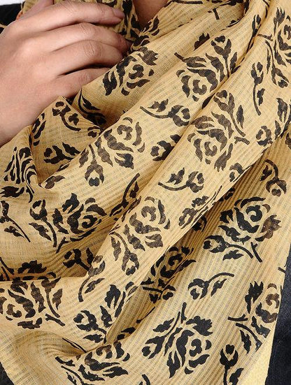 Bold floral block printed stole - Sonal Kabra