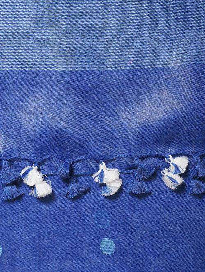 Blue linen dupatta with butties - Sonal Kabra