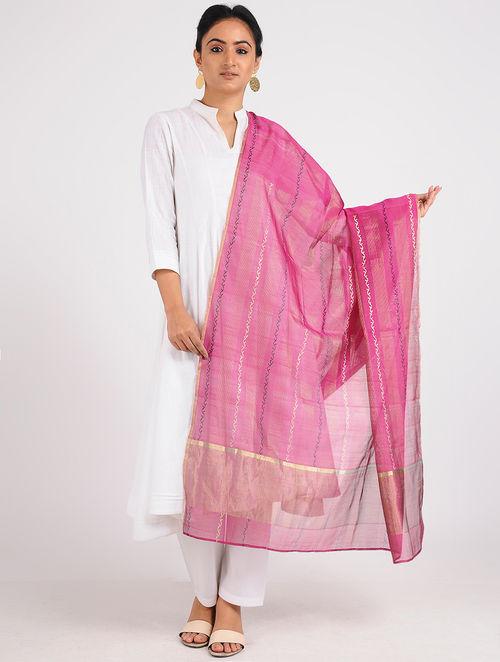 Chanderi zari dupatta Sarees & Stoles Sonal Kabra Sonal Kabra Buy Shop online premium luxury fashion clothing natural fabrics sustainable organic hand made handcrafted artisans craftsmen