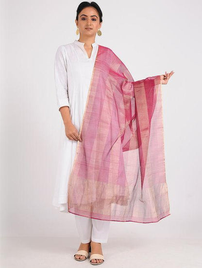 Chanderi zari dupatta Sarees & Stoles Sonal Kabra Sonal Kabra Buy Shop online premium luxury fashion clothing natural fabrics sustainable organic hand made handcrafted artisans craftsmen