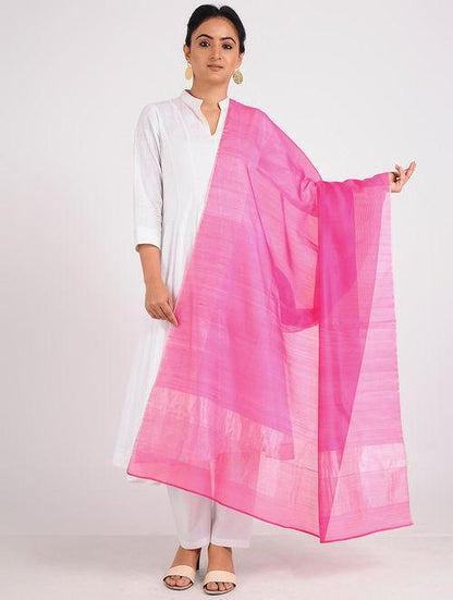 Chanderi zari dupatta Sarees & Stoles Sonal Kabra Sonal Kabra Buy Shop online premium luxury fashion clothing natural fabrics sustainable organic hand made handcrafted artisans craftsmen