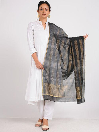 Chanderi zari dupatta Sarees & Stoles Sonal Kabra Sonal Kabra Buy Shop online premium luxury fashion clothing natural fabrics sustainable organic hand made handcrafted artisans craftsmen