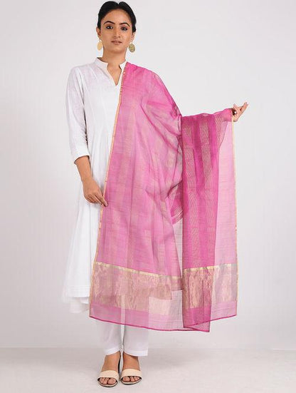 Chanderi zari dupatta Sarees & Stoles Sonal Kabra Sonal Kabra Buy Shop online premium luxury fashion clothing natural fabrics sustainable organic hand made handcrafted artisans craftsmen