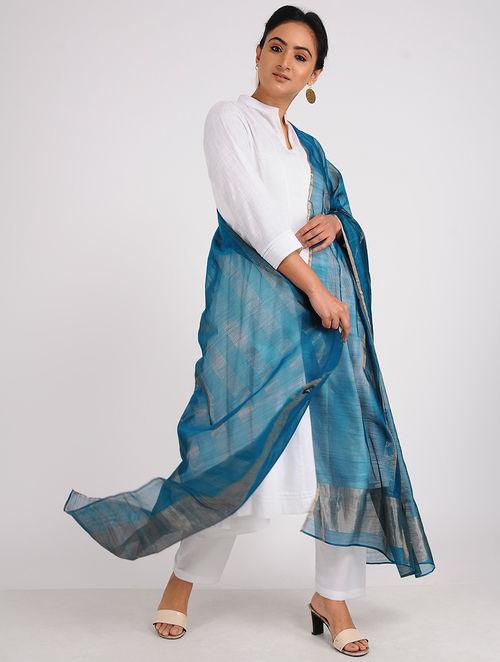 Chanderi zari dupatta Sarees & Stoles Sonal Kabra Sonal Kabra Buy Shop online premium luxury fashion clothing natural fabrics sustainable organic hand made handcrafted artisans craftsmen