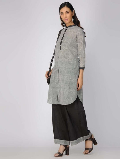 Charcoal checks kurta Kurta The Neem Tree Sonal Kabra Buy Shop online premium luxury fashion clothing natural fabrics sustainable organic hand made handcrafted artisans craftsmen