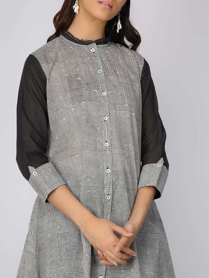 Charcoal jacket dress Jacket dress Sonal Kabra Sonal Kabra Buy Shop online premium luxury fashion clothing natural fabrics sustainable organic hand made handcrafted artisans craftsmen