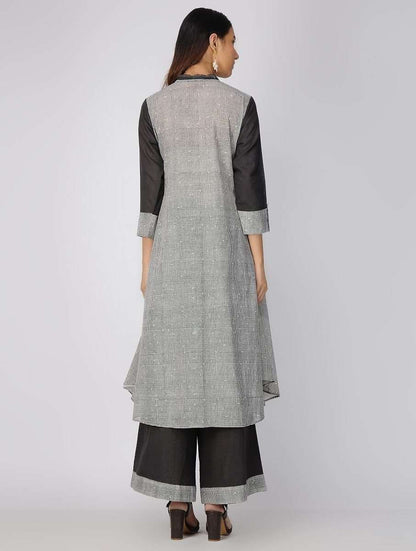 Charcoal jacket dress Jacket dress Sonal Kabra Sonal Kabra Buy Shop online premium luxury fashion clothing natural fabrics sustainable organic hand made handcrafted artisans craftsmen