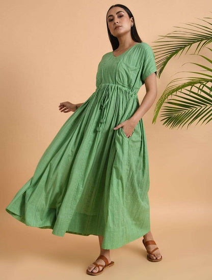 Double Pocket Maxi Dress Dress The Neem Tree Sonal Kabra Buy Shop online premium luxury fashion clothing natural fabrics sustainable organic hand made handcrafted artisans craftsmen