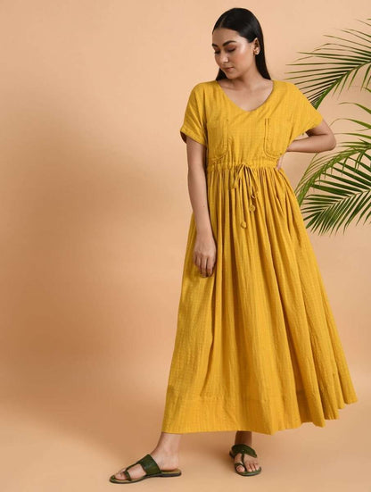 Double Pocket Maxi Dress Dress The Neem Tree Sonal Kabra Buy Shop online premium luxury fashion clothing natural fabrics sustainable organic hand made handcrafted artisans craftsmen