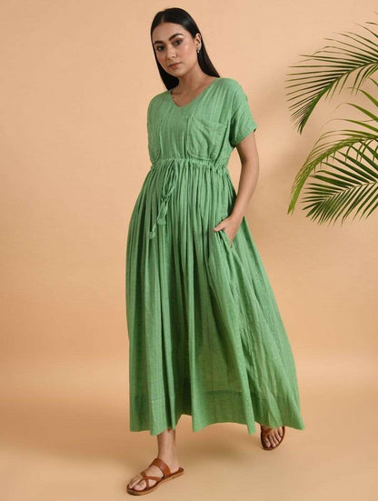 Double Pocket Maxi Dress Dress The Neem Tree Sonal Kabra Buy Shop online premium luxury fashion clothing natural fabrics sustainable organic hand made handcrafted artisans craftsmen