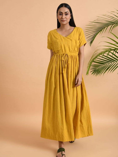 Double Pocket Maxi Dress Dress The Neem Tree Sonal Kabra Buy Shop online premium luxury fashion clothing natural fabrics sustainable organic hand made handcrafted artisans craftsmen