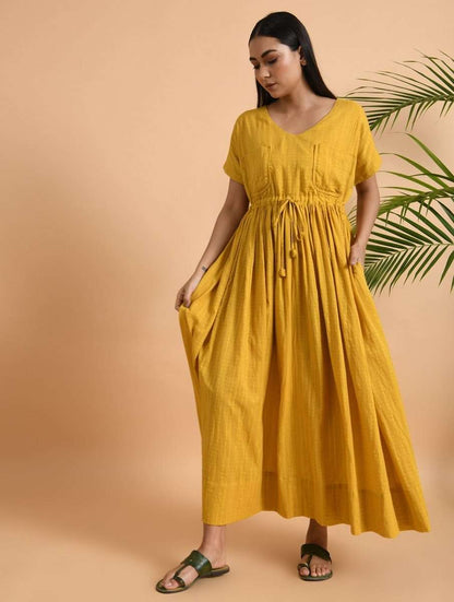 Double Pocket Maxi Dress Dress The Neem Tree Sonal Kabra Buy Shop online premium luxury fashion clothing natural fabrics sustainable organic hand made handcrafted artisans craftsmen