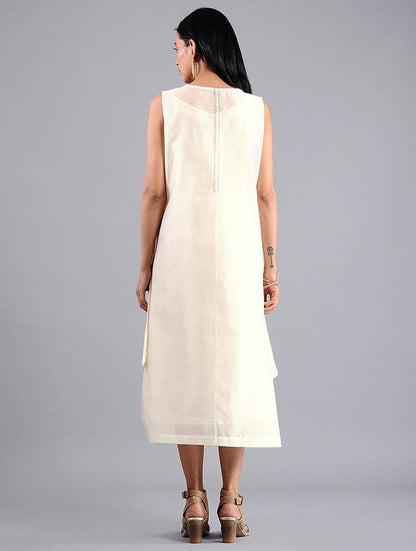 Drape dress - Ivory (Set of 2) Dress Sonal Kabra Sonal Kabra Buy Shop online premium luxury fashion clothing natural fabrics sustainable organic hand made handcrafted artisans craftsmen