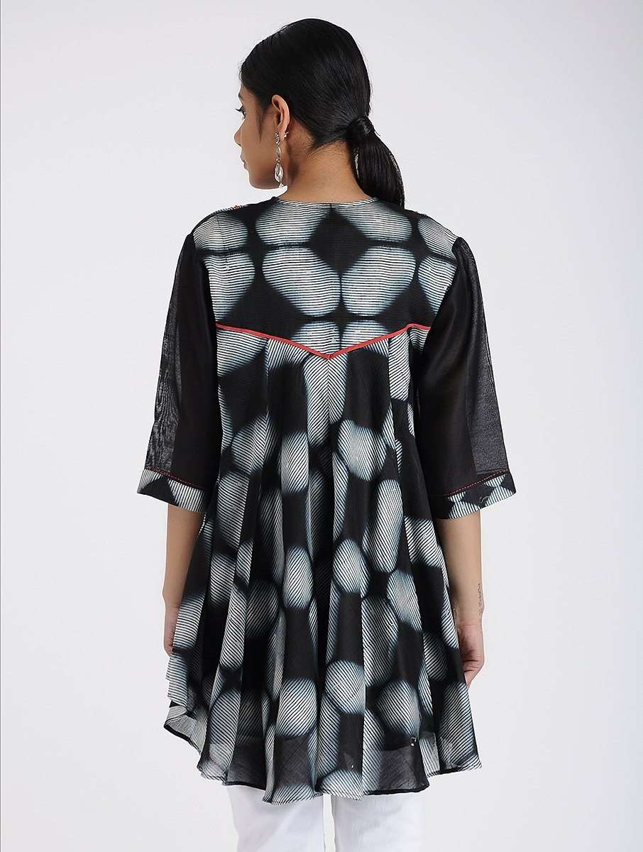 Flared Shibori top Top Sonal Kabra Sonal Kabra Buy Shop online premium luxury fashion clothing natural fabrics sustainable organic hand made handcrafted artisans craftsmen