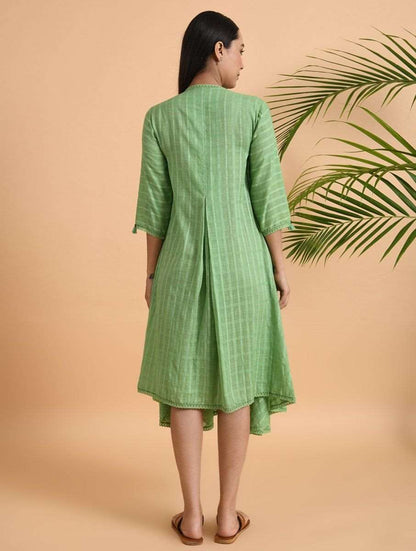 Green Cotton Dobby Jacket Jacket dress The Neem Tree Sonal Kabra Buy Shop online premium luxury fashion clothing natural fabrics sustainable organic hand made handcrafted artisans craftsmen