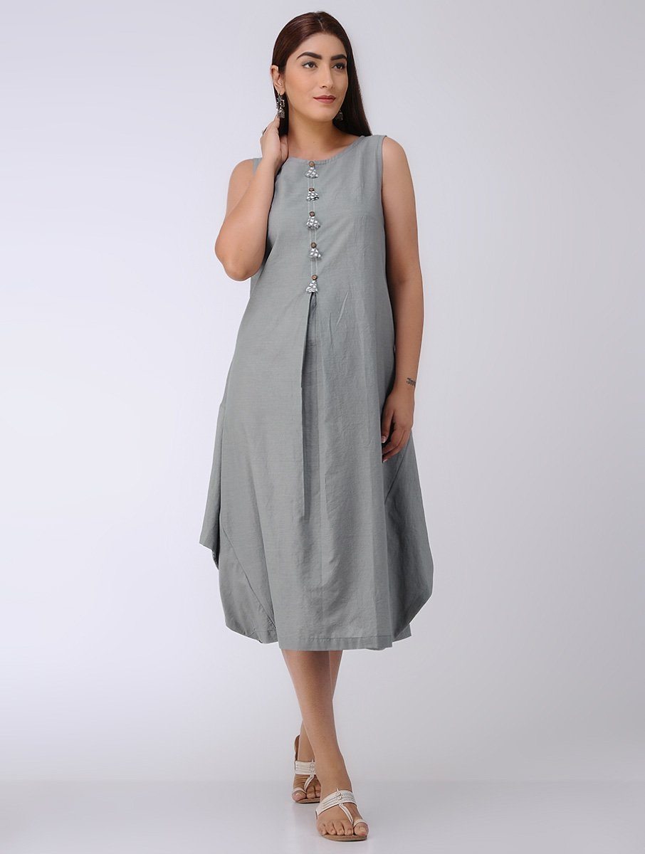 Grey drape dress Dress The Neem Tree Sonal Kabra Buy Shop online premium luxury fashion clothing natural fabrics sustainable organic hand made handcrafted artisans craftsmen