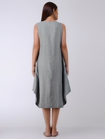 Grey drape dress Dress The Neem Tree Sonal Kabra Buy Shop online premium luxury fashion clothing natural fabrics sustainable organic hand made handcrafted artisans craftsmen