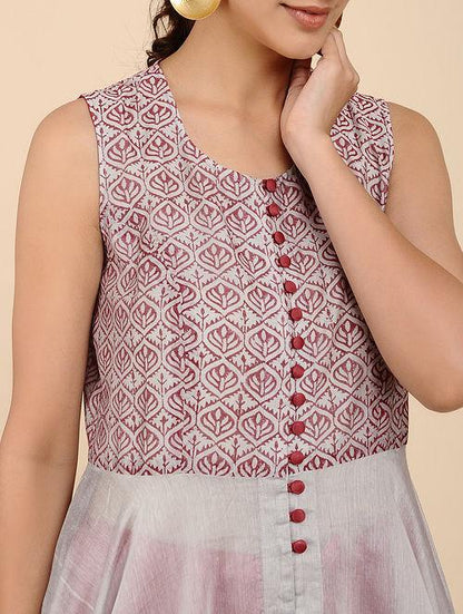 Grey red umbrella dress Kurta Sonal Kabra Sonal Kabra Buy Shop online premium luxury fashion clothing natural fabrics sustainable organic hand made handcrafted artisans craftsmen