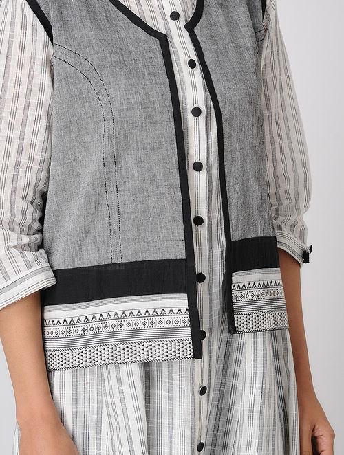 Grey short jacket Top Sonal Kabra Sonal Kabra Buy Shop online premium luxury fashion clothing natural fabrics sustainable organic hand made handcrafted artisans craftsmen