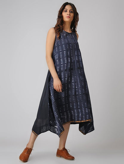 Indigo dress (Set of 2) Dress Sonal Kabra Sonal Kabra Buy Shop online premium luxury fashion clothing natural fabrics sustainable organic hand made handcrafted artisans craftsmen