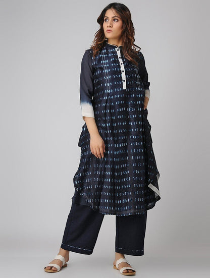 Indigo shibori kurta Kurta Sonal Kabra Sonal Kabra Buy Shop online premium luxury fashion clothing natural fabrics sustainable organic hand made handcrafted artisans craftsmen