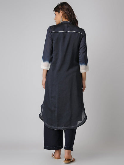 Indigo shibori kurta Kurta Sonal Kabra Sonal Kabra Buy Shop online premium luxury fashion clothing natural fabrics sustainable organic hand made handcrafted artisans craftsmen