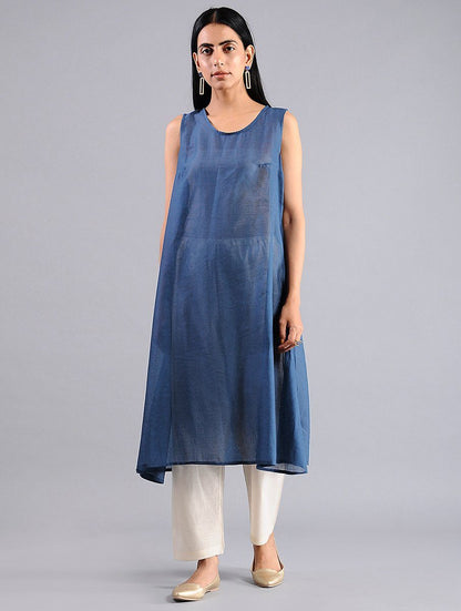 Indigo shibori kurta (Set of 2) Kurta Sonal Kabra Sonal Kabra Buy Shop online premium luxury fashion clothing natural fabrics sustainable organic hand made handcrafted artisans craftsmen