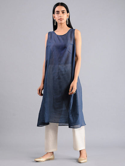 Indigo shibori kurta (Set of 2) Kurta Sonal Kabra Sonal Kabra Buy Shop online premium luxury fashion clothing natural fabrics sustainable organic hand made handcrafted artisans craftsmen