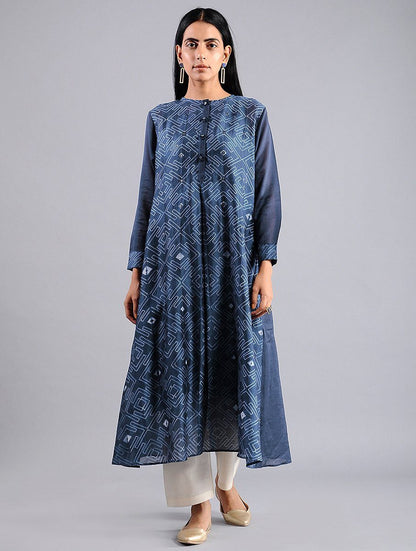 Indigo shibori kurta (Set of 2) Kurta Sonal Kabra Sonal Kabra Buy Shop online premium luxury fashion clothing natural fabrics sustainable organic hand made handcrafted artisans craftsmen