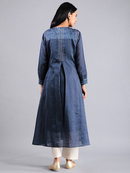 Indigo shibori kurta (Set of 2) Kurta Sonal Kabra Sonal Kabra Buy Shop online premium luxury fashion clothing natural fabrics sustainable organic hand made handcrafted artisans craftsmen