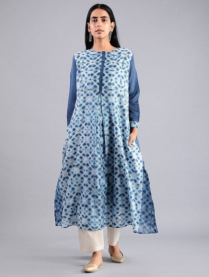 Indigo shibori kurta (Set of 2) Kurta Sonal Kabra Sonal Kabra Buy Shop online premium luxury fashion clothing natural fabrics sustainable organic hand made handcrafted artisans craftsmen