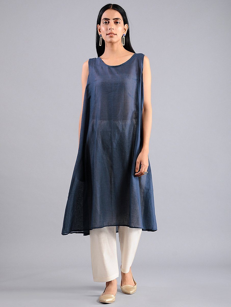 Indigo shibori kurta (Set of 2) Kurta Sonal Kabra Sonal Kabra Buy Shop online premium luxury fashion clothing natural fabrics sustainable organic hand made handcrafted artisans craftsmen