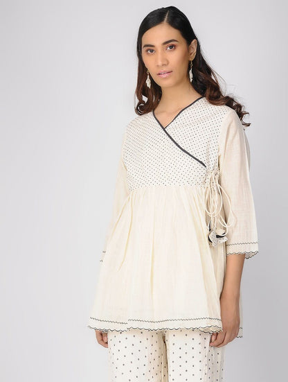 Ivory angarakha top Top The Neem Tree Sonal Kabra Buy Shop online premium luxury fashion clothing natural fabrics sustainable organic hand made handcrafted artisans craftsmen