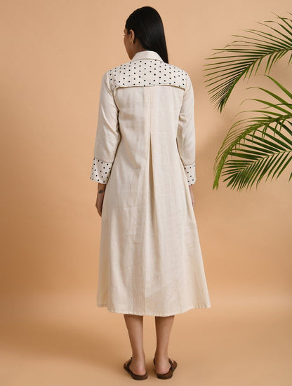 Ivory Box Pleat Cotton Silk Jacket Dress The Neem Tree Sonal Kabra Buy Shop online premium luxury fashion clothing natural fabrics sustainable organic hand made handcrafted artisans craftsmen